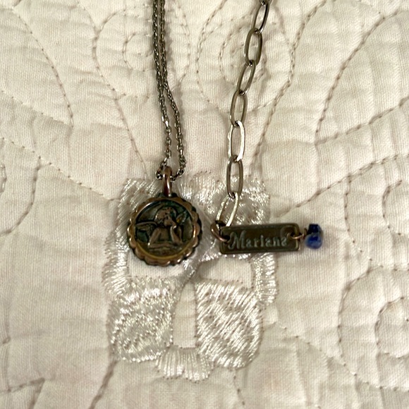 Mariana Guardian Angel Necklace with Blue & Gold Swarovski Crystals - Picture 3 of 3